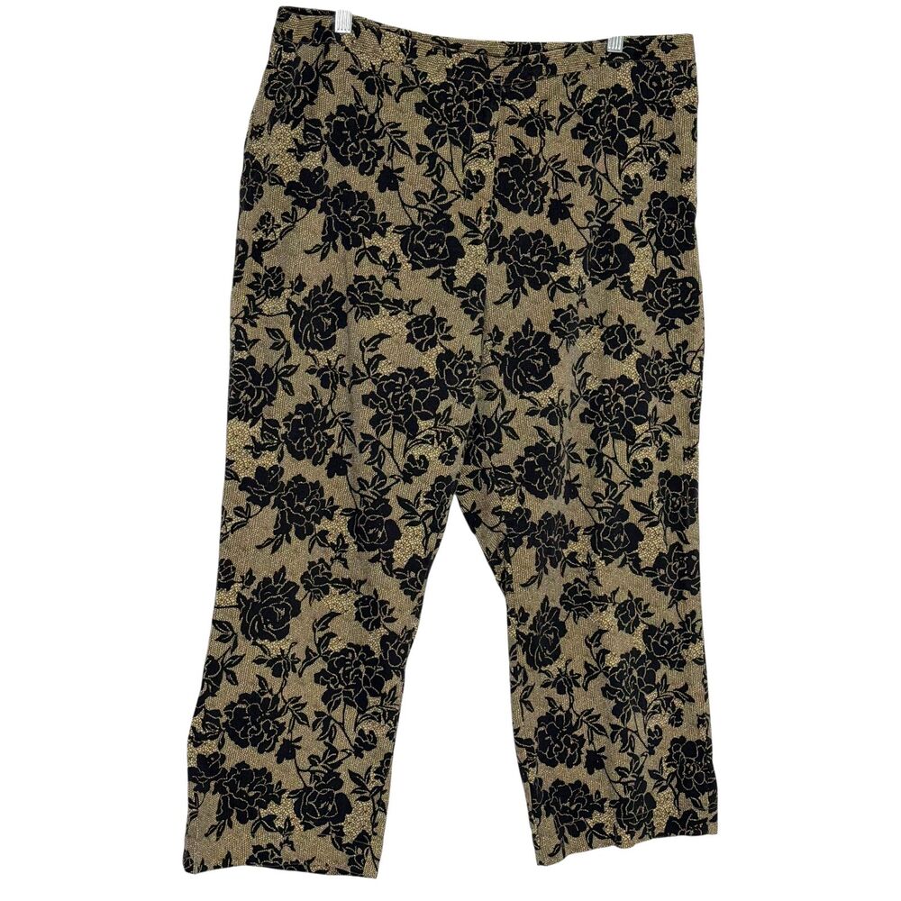 George Crop Pants Capri High Rise Floral Black Tan 18